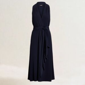 NWT Lauren Ralph Lauren Silky Georgette 154-Cocktail Dress Navy Blue Size 6